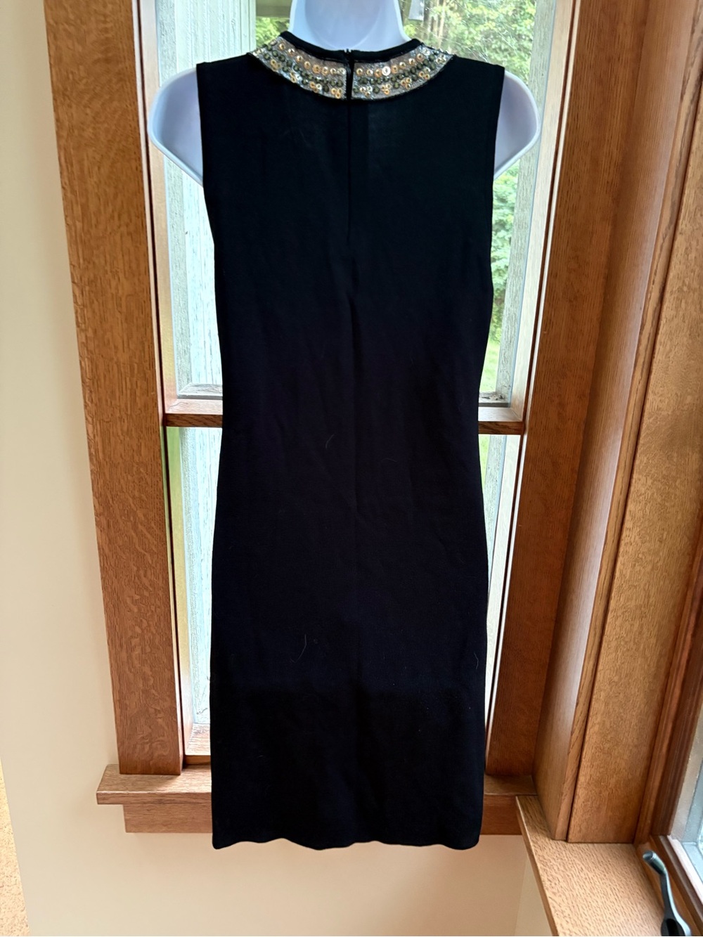 Adrienne Vittadini Black Knit Dress Sequin Jewel Embellished Egyptian Art Deco S - Picture 9 of 14